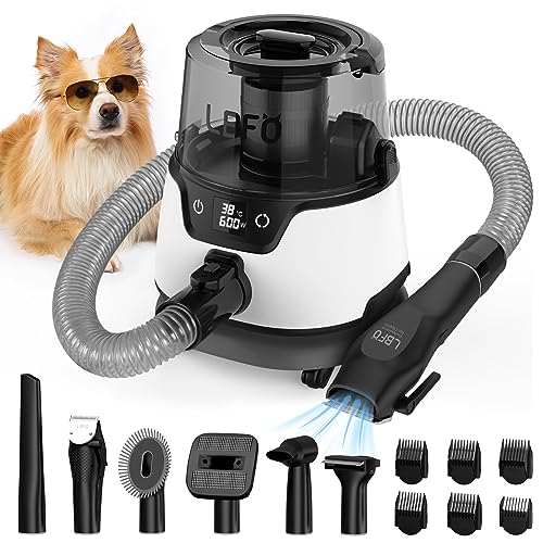 LBFO Dog Grooming Kit, Pet Hair Vacuum and Dog Dryer with 6 Pet Grooming Tools, 600w Dog Grooming Vacuum with 3L Dust Cup Dog Clippers, Low Noise Pet Grooming Kit with Dog Clippers for Grooming