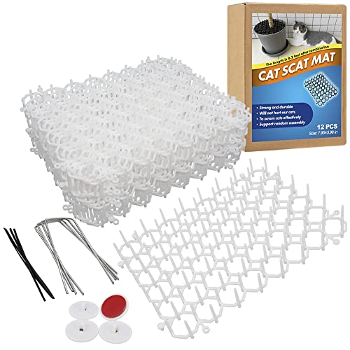 Ley's Cat Deterrent Mat, Indoor Scat Mat for Cats, Pet Repellent Barrier with Spikes, Cat Scratch Deterrent for Furniture 12 Pack/Set