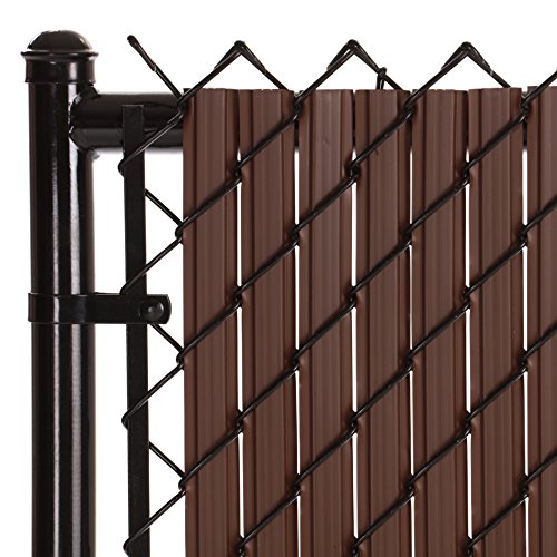 Made in America - SoliTube Slat Privacy Inserts for Chain-Link Fence, Double-Wall Vertical Bottom-Locking Slats with Wings for 6' Fence Height (Brown)