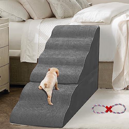 MALOROY 30 inch Dog Stairs for High Beds 30-36 inches Tall, 6 Tier 30IN Pet Steps Stairs for High Bed, Non-Slip Tall High Dog Ramp for Small Dogs, Best for Older or Injured Dogs/Cats, Grey