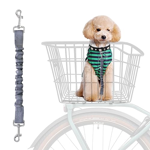 MATTISAM Dog Seat Belt for Bike Basket, Retractable Bicycle Dog Seatbelt, Elastic Pet Safety Leash Harness for Cat, Dog Leash Extension Attachment Shock Absorbing Lead Extension Absorber