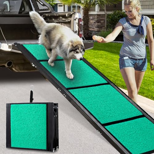 Maximum Length 71" & Width 20" Large Dog Car Ramp, Folding Dog Ramp with Anti-Slip Surface, Pet Stairs Ramp for Dogs to Get Into a SUV,Truck & Outdoor Steps, Extra Long Dog Truck Ramp for Large Dogs