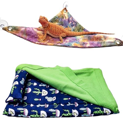 Mechpia Bearded Dragon Tank Accessories, Reptile Bedding Hammock Soft Fabric Warm Sleeping Pillow with Cover Substrate for Bearded Dragon Leopard Gecko Lizard