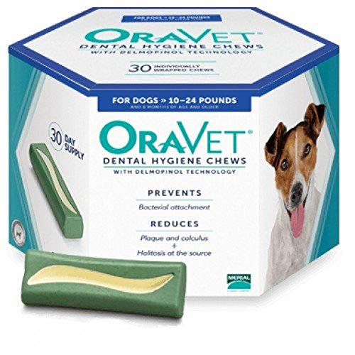 Merial Oravet Dental Hygiene Chew for Dogs (10-24 lbs), Dental Treats for Dogs, 30 Count