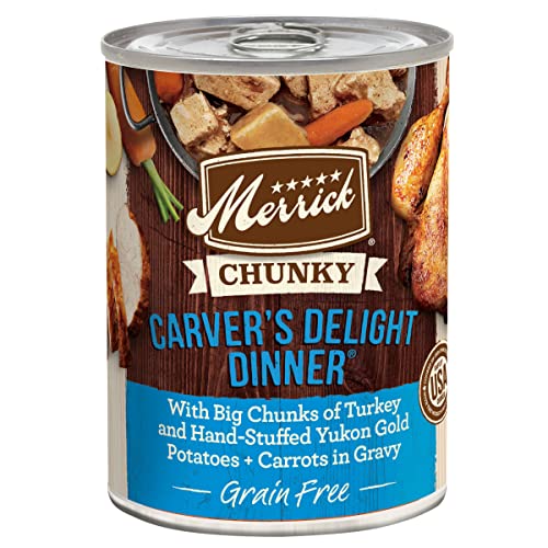 Merrick Chunky Grain Free Wet Dog Food, Carvers Delight Dinner Canned Dog Food - (12) 12.7 oz. Cans