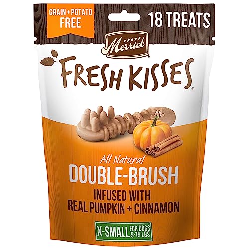 Merrick Fresh Kisses, Dental Chews for Dogs, Pumpkin and Cinnamon Natural Dog Treats for Small Dogs 5-15 Lbs - 5.3 oz. Pouch