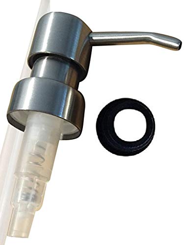 Metal Soap Dispenser Pump for Your Soap or Lotion Dispenser - Replacement Pump 28/400 with 9" Tube and Collar Ring (Stainless)