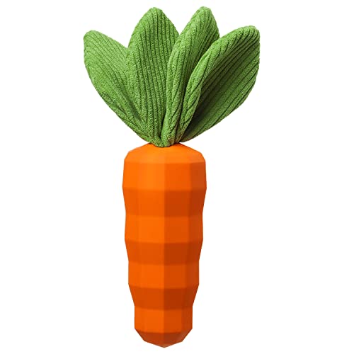 MewaJump Dog Squeaky Chew Toys for Aggressive Chewers, Rubber Carrot Dog Toys for Training and Cleaning, Durable Interactive Tough Dog Toy for Puppy Breed Medium Dogs