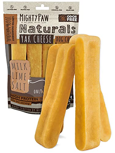 Mighty Paw Yak Cheese Chews | 4 Large Sticks. All-Natural Chews, Long Lasting Yak Milk Chews for Aggressive Chewers, for Teething Puppies & Bored Dogs. 14.4 oz, 4 Pack