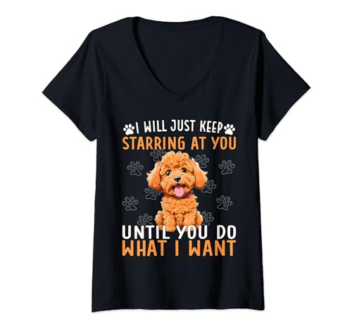 Mini Golden Doodle Owner Love Mini Doodles Mini Goldendoodle V-Neck T-Shirt