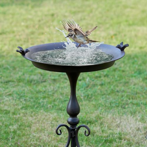 MNRYLKB Dia 18" W*28" H Large Metal Bird Bath with Stand, Bird Baths for Outdoors, Metal Bird Baths/Feeder,for Garden Yard Decor