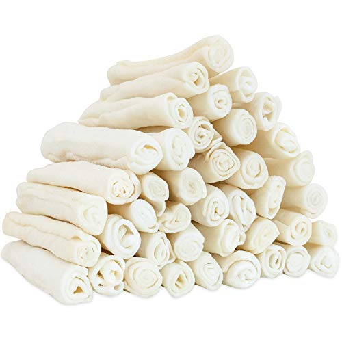 MON2SUN Dog Rawhide Rolls Twist Sticks Dog Chew Treats Natural Flavor 6-6.5 Inch 40 Count for Puppy and Small Dogs