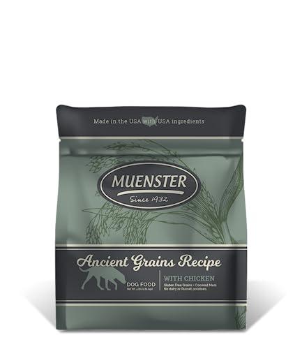 Muenster Ancient Grains Recipe with Ocean Fish Dry Dog Food - Chicken-Free, High-Protein, Low-Carb, Sensitive Stomach Formula with Ocean Fish and Salmon Oil, Great for Dogs with Allergies 4lb