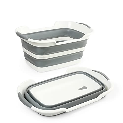 Multi-Functional Collapsible Dog Bathtub, Folding Bathtub for Dog/Cat/Pet, Portable Bath Tub for Puppy Wash, Travel Shower for Small Dogs Cats, Laundry Basket and Storage Organizer (Gray)