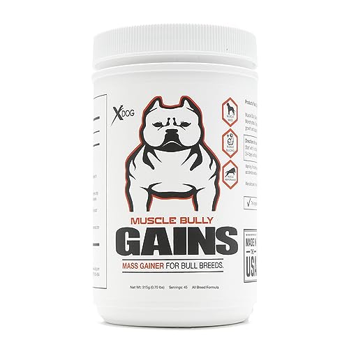 Muscle Bully Gains - Mass Weight Gainer, Whey Protein for Dogs (Bull Breeds, Pit Bulls, Bullies) Increase Healthy Natural Weight, Made in The USA (45 Servings)