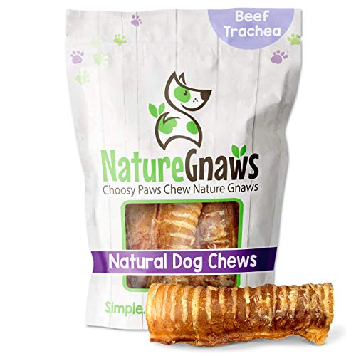 Nature Gnaws Beef Trachea for Dogs - Premium Natural Beef Bones - Simple Single Ingredient Crunchy Dog Chew Treats - Rawhide Free 6 Count