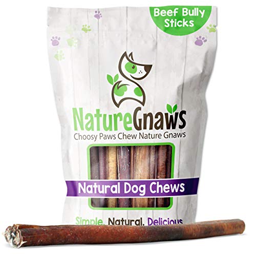 Nature Gnaws Bully Sticks for Dogs - Premium Natural Beef Dental Bones - Long Lasting Dog Chew Treats for Aggressive Chewers - Rawhide Free - Mixed Thickness