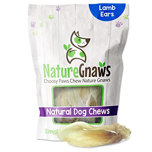 Nature Gnaws Lamb Ears for Dogs - Premium Natural Dental Chews - Long Lasting Dog Chew Treats for Aggressive Chewers - Rawhide Free 8 Count (Pack of 1)