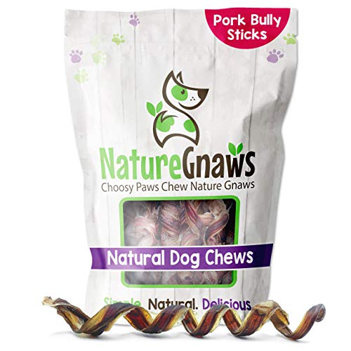 Nature Gnaws Pork Bully Stick Springs for Dogs - Premium Natural Bones - Long Lasting Dog Chew Treats for Small & Medium Dogs - Rawhide Free - 3-4 Inch, 12 Count (Pack of 1)