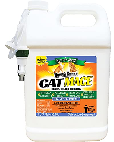 Nature's MACE Cat Repellent 1 Gallon Spray/Treats 3,000 Sq. Ft. / Keep Cat Out of Your Lawn and Garden/Train Your Cat to Stay Out of Bushes/Safe to use Around Children & Plants