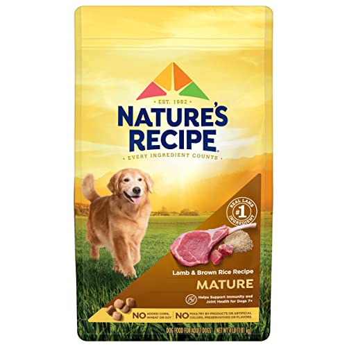 Nature’s Recipe Mature Dry Dog Food, Lamb & Rice Recipe, 4 Pound Bag