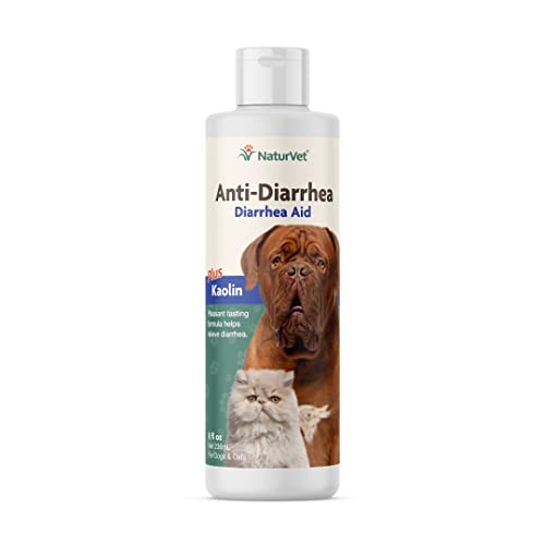 NaturVet Anti-Diarrhea Liquid Pet Supplement Plus Kaolin – Helps Alleviate Discomfort, Cramping, Irritation From Diarrhea for Dogs, Cats – Great Taste – 8 Oz.