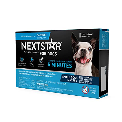 NEXTSTAR Flea and Tick Prevention for Dogs, Repellent, Treatment, and Control, Fast Acting Waterproof Topical Drops for Small Dogs, 1 Month Dose