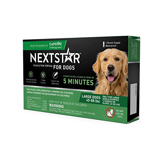 NEXTSTAR Flea and Tick Prevention for Dogs, Repellent, Treatment, and Control, Fast Acting Waterproof Topical Drops for Large Dogs, 1 Month Dose