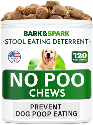 NO Poo Treats - Prevent Dog Poop Eating - Coprophagia Treatment - Stool Eating Deterrent - Probiotics & Enzymes - Digestive Health + Breath Aid - 120 Soft Chews - USA Made - Bacon Flavored