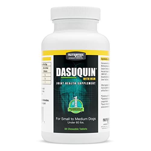 Nutramax Dasuquin with MSM Joint Health Supplement for Small to Medium Dogs - With Glucosamine, MSM, Chondroitin, ASU, Boswellia Serrata Extract, and Green Tea Extract, 84 Chewable Tablets