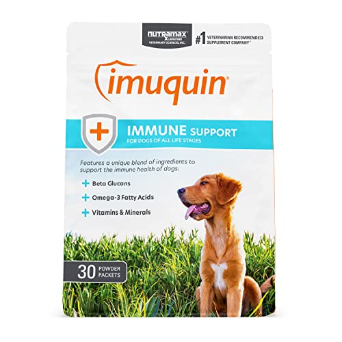 Nutramax Laboratories Nutramax Imuquin Immune Health Supplement Powder for Dogs, with Beta Glucans, Marine Lipids, Vitamins and Minerals, 30 Packets