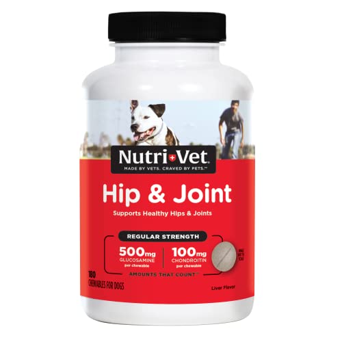 Nutri-Vet Hip & Joint Chewable Dog Supplements | Formulated with Glucosamine & Chondroitin for Dogs | 180 Count