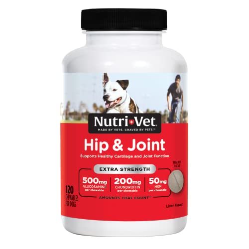 Nutri-Vet Hip & Joint Chewable Dog Supplements | Formulated with Glucosamine & Chondroitin for Dogs | 120 Count