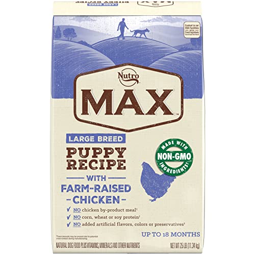 NUTRO MAX Large Breed Puppy Recipe Dry Dog Food With Farm-Raised Chicken, 25 LB Bag