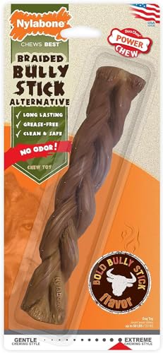 Nylabone 2 Pack of Power Chew Extreme Chewing Braided Bully Stick Alternative Dog Toys, Giant, Made in The USA2