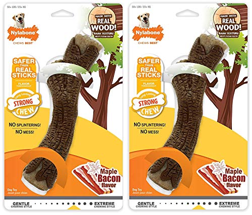 Nylabone 2 Pack of Strong Chewy Maple Bacon Flavored Stick Bone for Dogs Over 50 Pounds2