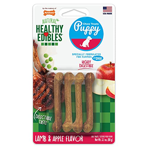 Nylabone Healthy Edibles Puppy Natural Long Lasting Lamb & Apple Dog Chew Treats X-Small/Petite - Up to 15 lbs.