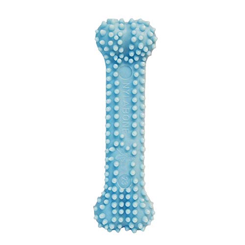Nylabone Puppy Teething and Soothing Chew Toy - Puppy Chew Toys for Teething - Puppy Supplies - Chicken Flavor, Blue, X-Small/Petite (1 Count)