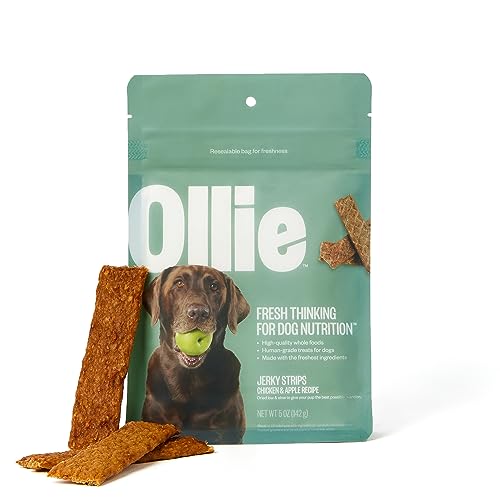 Ollie Chicken and Apple Recipe Jerky Dog Treats - Dog Jerky Treats All Natural - Healthy Dog Treats - Chicken Jerky for Dogs - Real Meat Dog Treats 5 Oz.