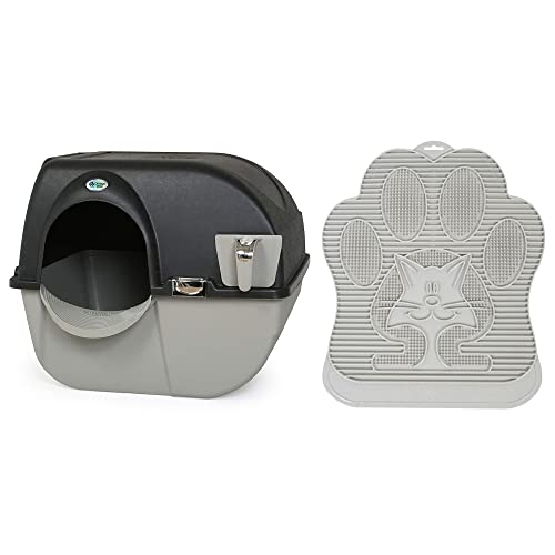 Omega Paw Elite Roll 'N Clean Self Cleaning Large-Sized Cat Litter Box with Sifting Grill and Paw Shaped Floor Protecting Non-Slip Mat