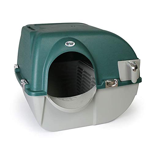 Omega Paw VM-RA15-1-PR Premium Roll 'N Clean Self Cleaning Litter Box with Integrated Litter Step and Unique Sifting Grill, Regular, Forest Green