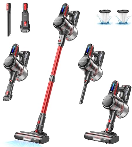 ORFELD Cordless Stick Vacuum Cleaner with 26Kpa Powerful Suction, 45Mins Runtime Rechargeable, Anti-Tangle & 1.5L Dust Cup, 6 in 1 Lightweight for Hardwood Floor Carpet Pet Hair