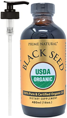 Organic Black Seed Oil 16oz - USDA Certified - High Thymoquinone, Turkish Origin, Pure Nigella Sativa - Cold Pressed, Unrefined, Vegan - Omega 3 6 9, Antioxidant, Immune Boost, Joints, Skin & Hair