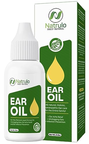 Organic Ear Oil for Ear Infection - Natural Eardrops for Ear Pain, Swimmer's Ear & Wax Removal - Kids, Adults, Baby & Dog Earache Remedy - Ear Drops with Mullein, Garlic Made in USA (0.5 Oz)