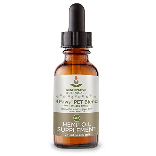 Organic Hemp Oil Extract for Dogs and Cats - 2 oz - Hemp Pet Blend (420 mg) with Cod Liver Oil - Restorative Botanicals