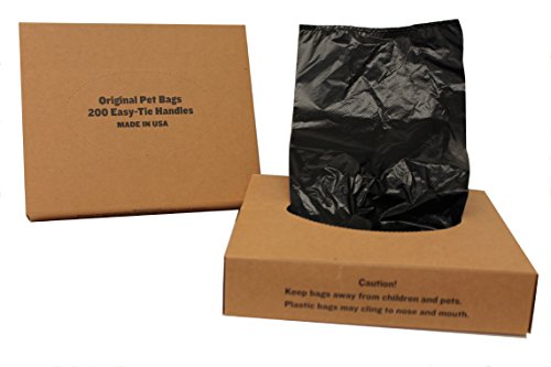 Originalpetbags Easy Open & Easy tie-Handle 15" Long, Strong Leak-Proof Poop Bags, Dog Waste Bags, Made in USA (not on Rolls)