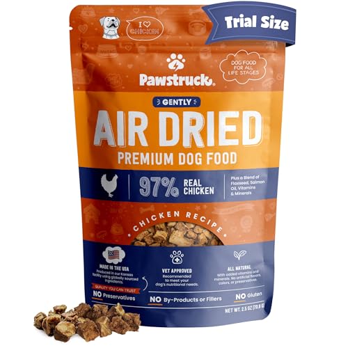 Pawstruck All Natural Air Dried Dog Food w/Real Chicken - Grain Free, Made in USA, Non-GMO & Vet Recommended - High Protein Limited Ingredient Full-Feed - for All Breeds & Ages - 2.5oz Trial Bag