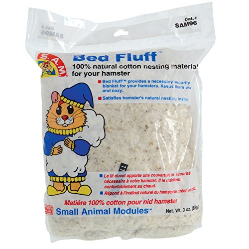 Penn-Plax Bed Fluff- Natural Animal Bedding - 100% Cotton Nesting Material - for Hamsters and Small Animals - 3 Ounces