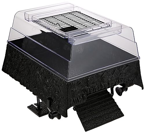 PENN-PLAX Reptology Turtle Topper – Above Tank Basking Platform That Safely Mounts to Standard Size Tanks Including 10g, 20L, 20H, 29g, up to 55 Gallons and 13” Wide – Black Color