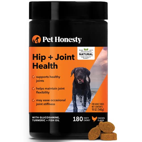 Pet Honesty Hip & Joint Health - Dog Joint Supplement Support for Dogs with Glucosamine Chondroitin, MSM, Turmeric - Glucosamine for Dogs Soft Chews - Advanced Pet Joint Support and Mobility - 180 ct